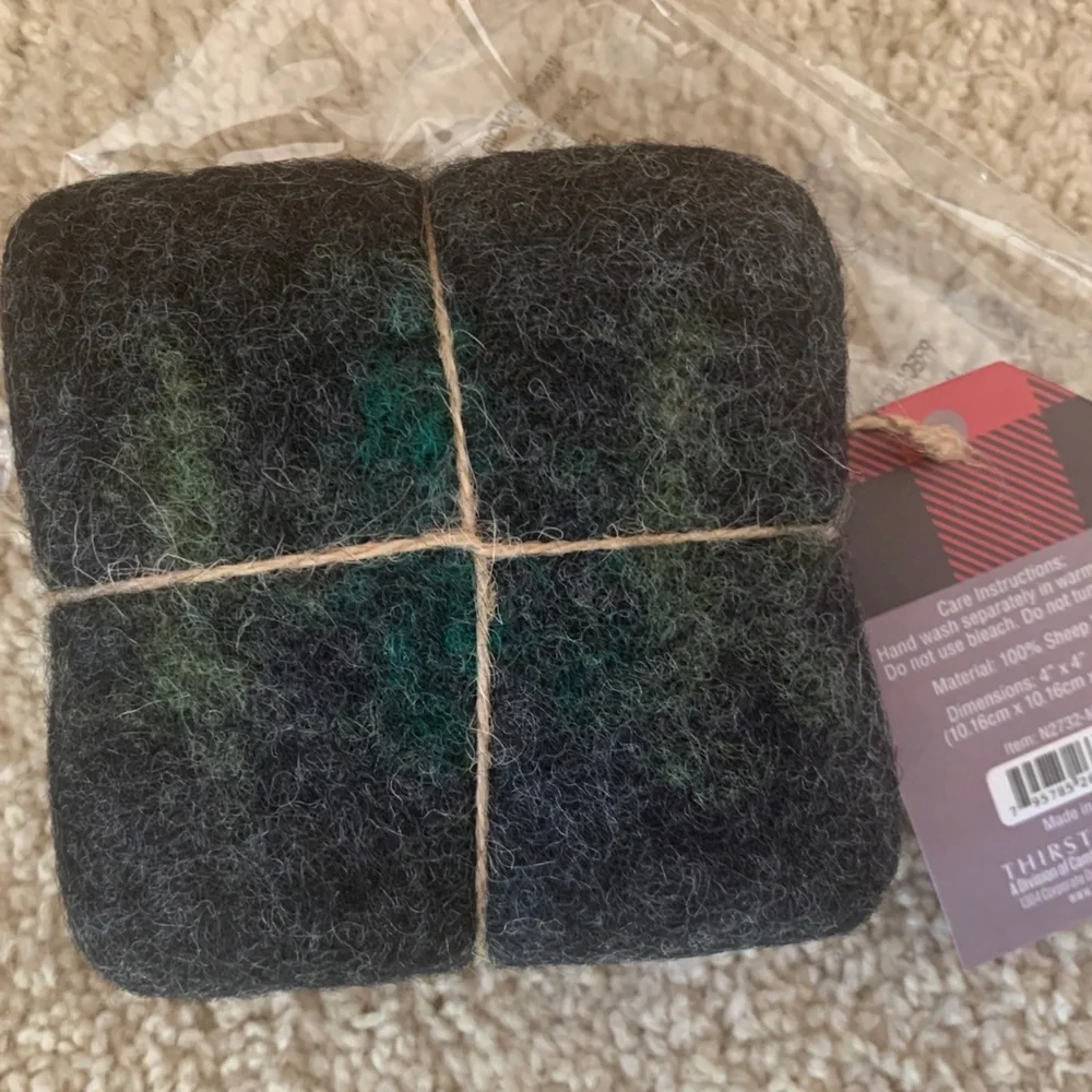 Wool Felt Tree Coasters From Nepal Christmas Tree Set of 4